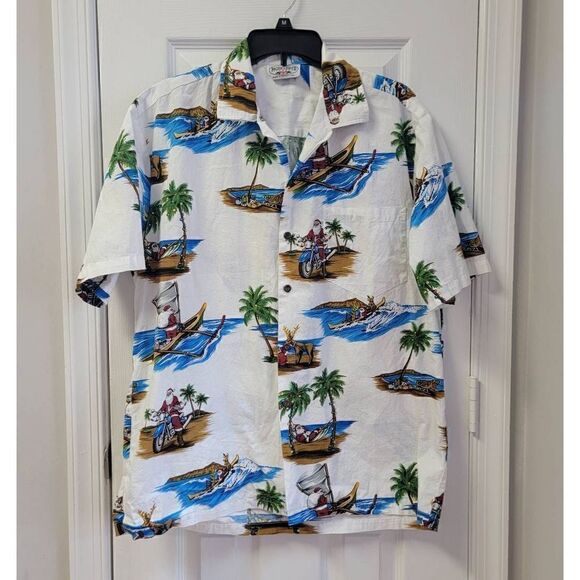 Santa In Paradise Christmas Hawaiian Shirt L - Picture 1 of 6